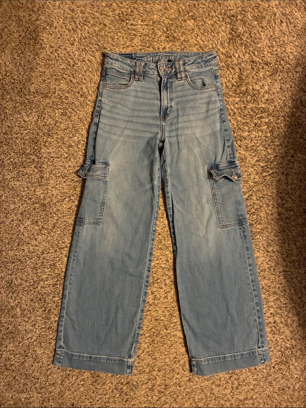 American Eagle super high rise baggy wide leg Jeans -size 0
